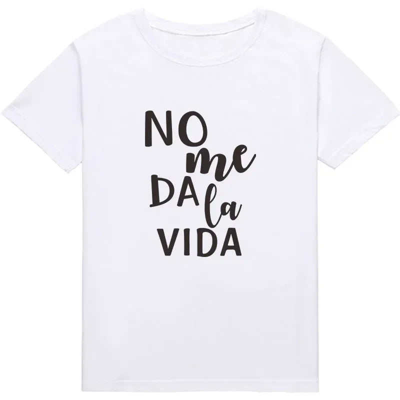 Casual Basics Ocollar White Shirt Short Sleeve Ladies T-shirt Drop Ship Letter It Doesn't Give Me Life Print Ladies T-shirt