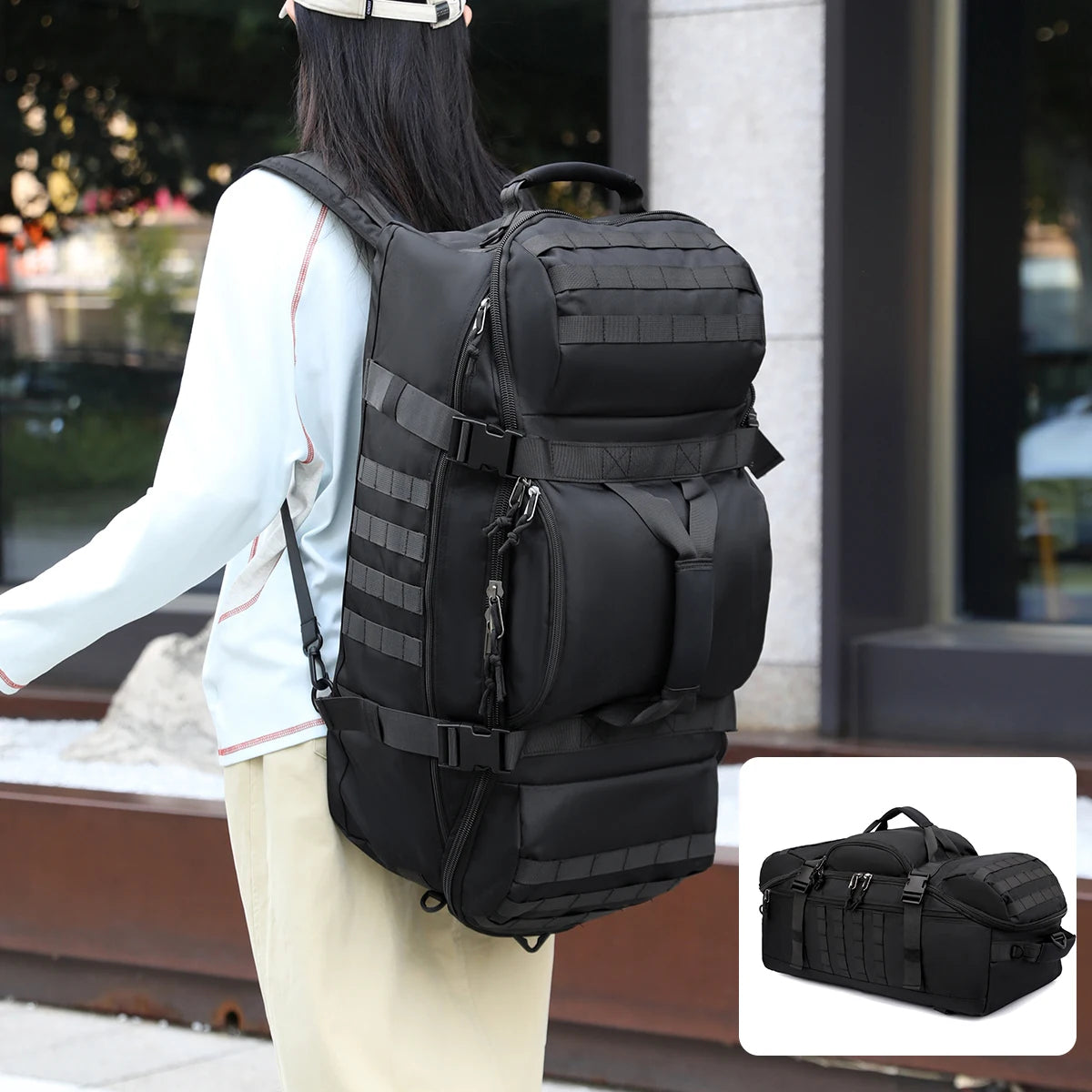 Outdoor Mountaineering Bag 90L Super Large Capacity Backpack Waterproof Long-Distance Travel Hiking Backpack Camping Storage Backpack Forest Off-Road Club Desert Travel
