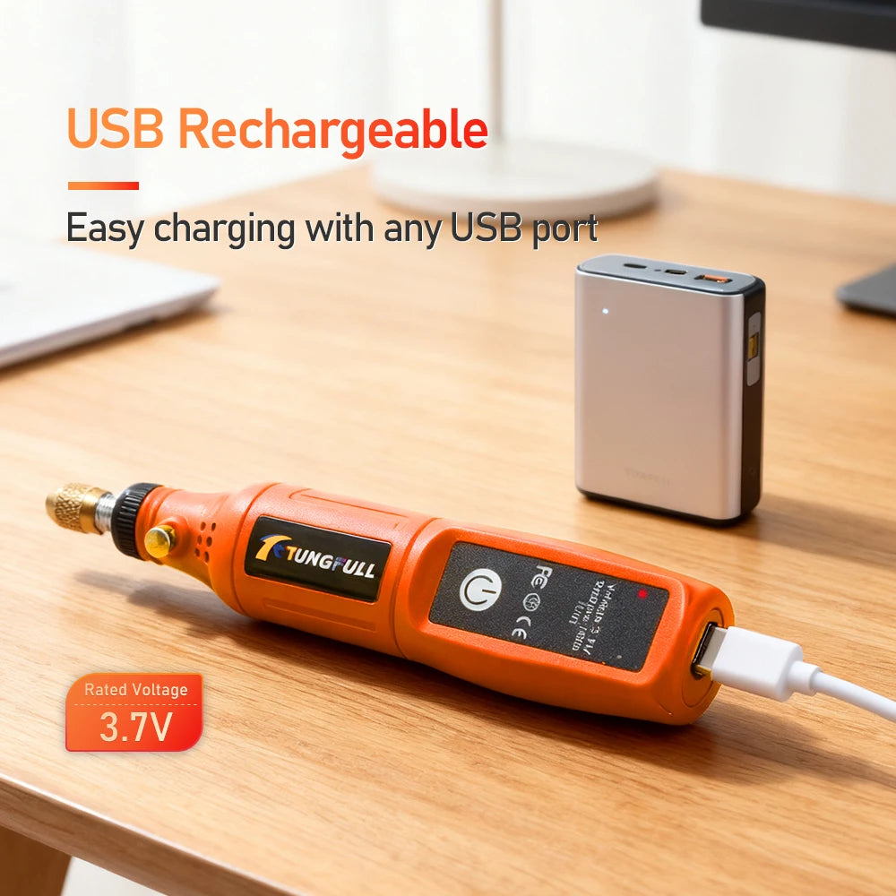 Mini Electric Rotary Tool 16000RPM USB Charging Power Tool Set 3.7V Lithium-Ion Battery Cordless Drill Pen for DIY Craft