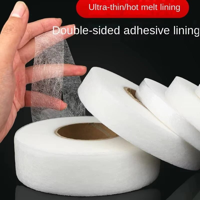 64M DIY Garment Ironing Double-sided Adhesive Self Adhesive Pants Hem Tape Heat Melt Nonwoven Clothes Length Shorten Sewing Tool