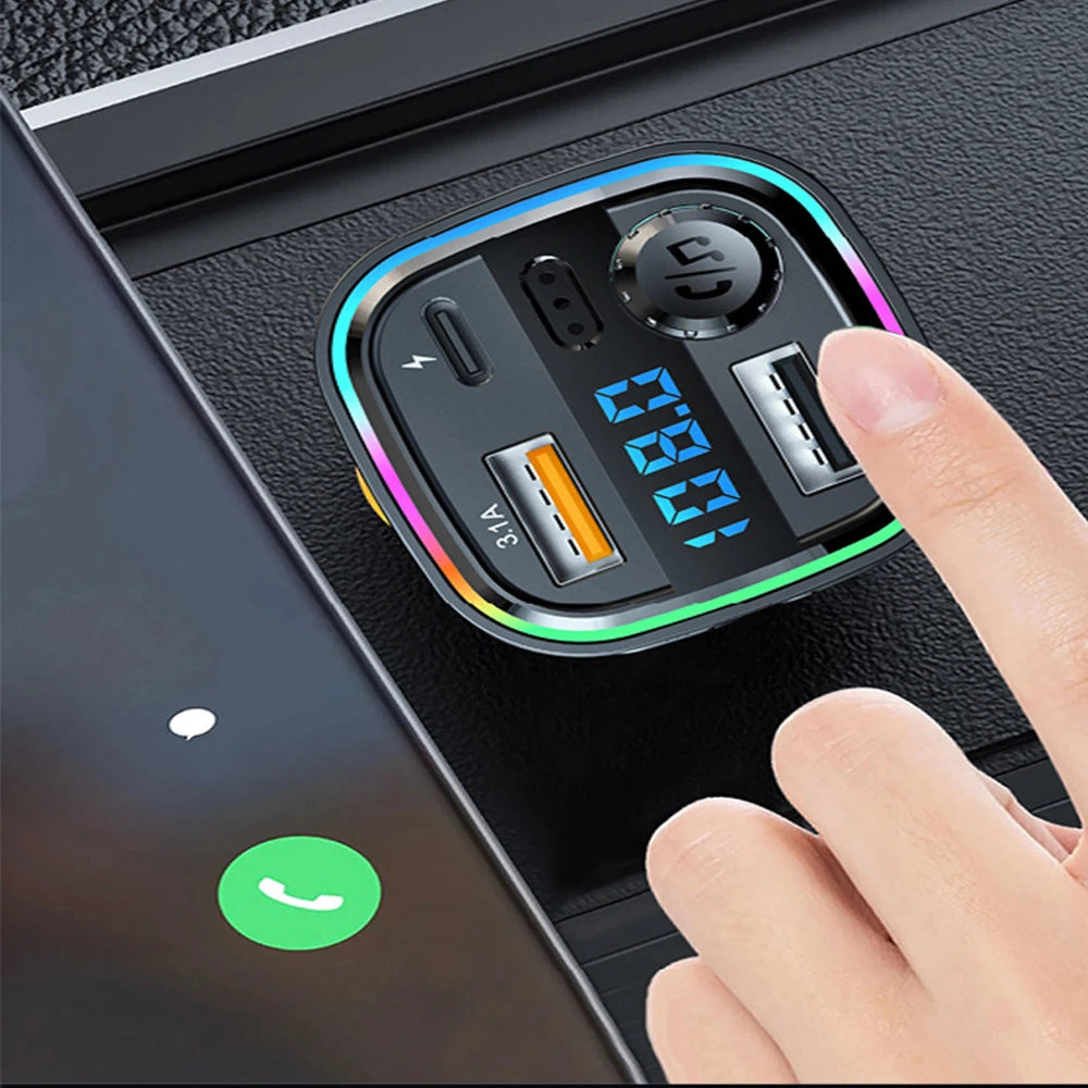 Car Charger Fast Charging Bluetooth 5.0 Charger Car FM Transmitter Bluetooth Hands Free Mp3 True 3.1A Dual USB Port PD Charging