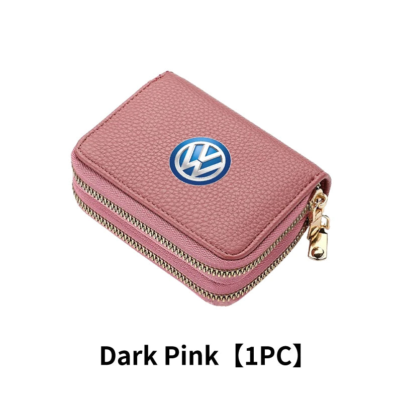 Cup Holders Car Credit Card Wallet Holder Zipper Coin Purse Pocket Accessories For Volkswagen VW Passat Golf Tiguan Scirocco Jet