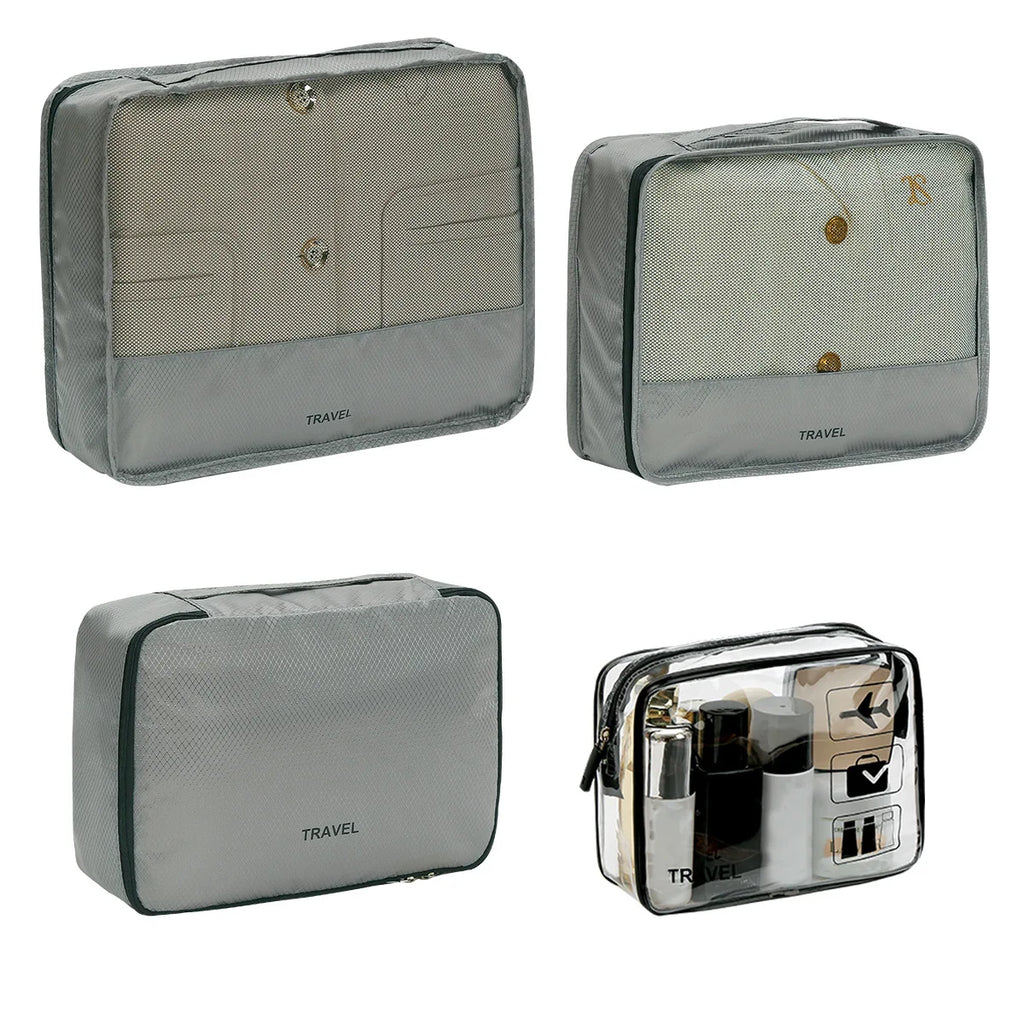 3pcs Set Travel Clothes Storage Bag Waterproof Packing Cubes Mesh Visible Travel Suitcases Organizer Pouch Luggage Organiser
