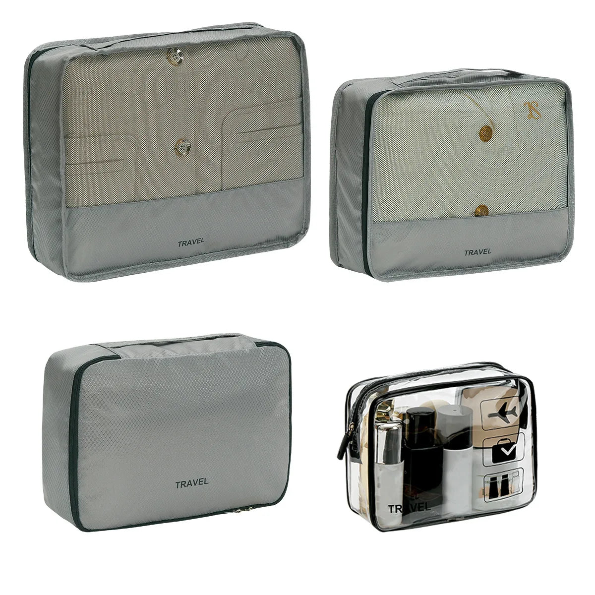3pcs Set Travel Clothes Storage Bag Waterproof Packing Cubes Mesh Visible Travel Suitcases Organizer Pouch Luggage Organiser