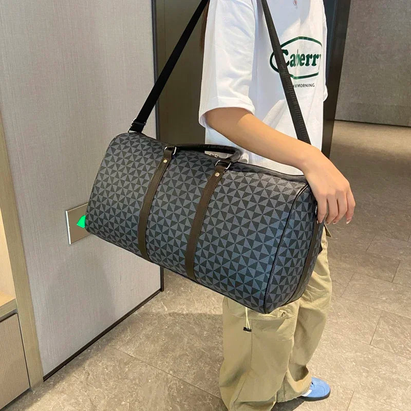 Fashion Retro Exquisite Geometric PU Large Capacity Travel Bags 2026 High Quality Classic Color Matching Shoulder Bags for Women