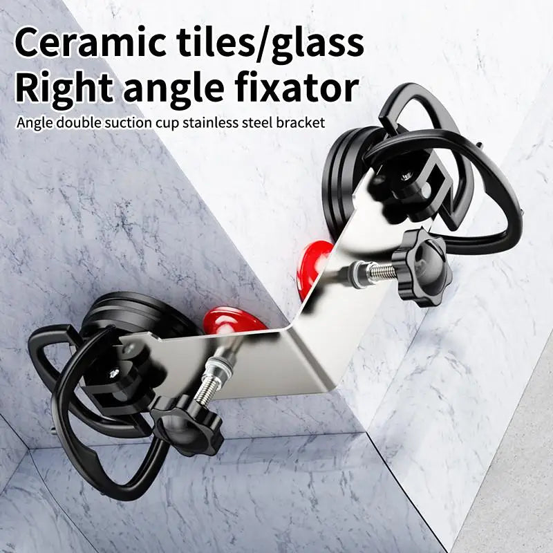 SU 1pcs 90° Tile Right Angle Suction Cup Clamp Heavy-Duty Stainless Steel Tool for Glass/Tile Corner Bonding & Leveling