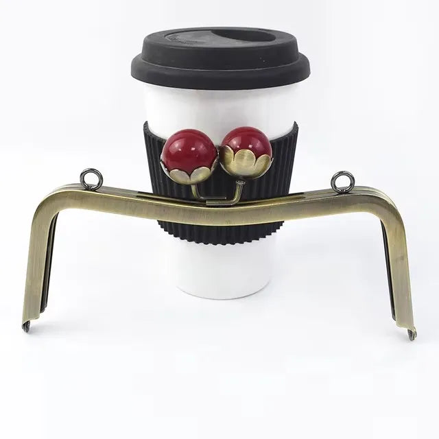 1/2/3Pcs 20cm Metal Bag Handle Retro Pearl Kiss Clasp Lock Buckle Purse Frame DIY Sewing Handbag Brackets Hardware Accessories