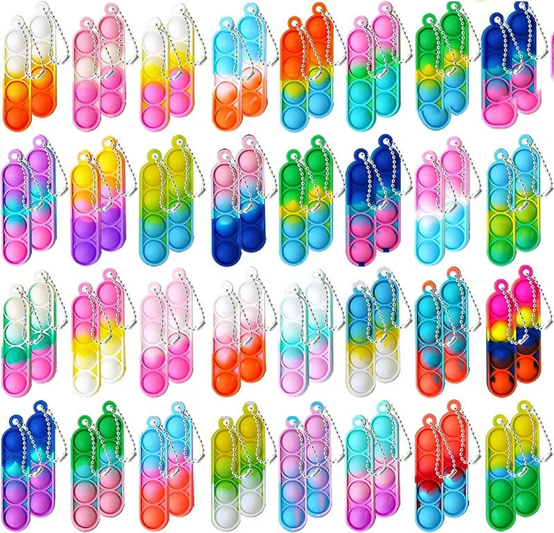 Mini Pop Keychain Fidget Toys Push Pop Bulk Keychain Party Favors For Kids Pop Bubble Toys Pack Boys Girls Adults