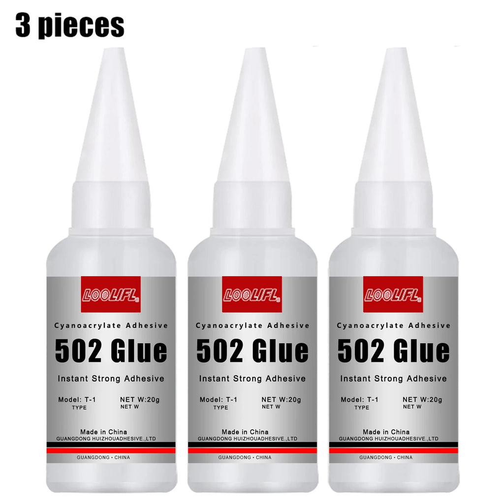 LOOLIFL-1-5pcs 502 Super Glue Instant Quick-drying Cyanoacrylate Adhesive Leather Rubber Wood Metal Strong Bond Liquid Glue Tool