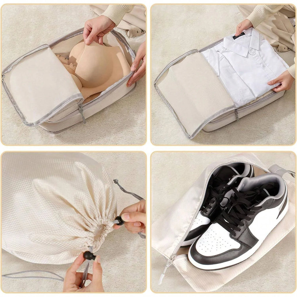 Set/6 pcs Compressible Packing Travel Storage Bag Cubes Waterproof Suitcase Nylon Portable With Handbag Luggage Organizer Ryanai