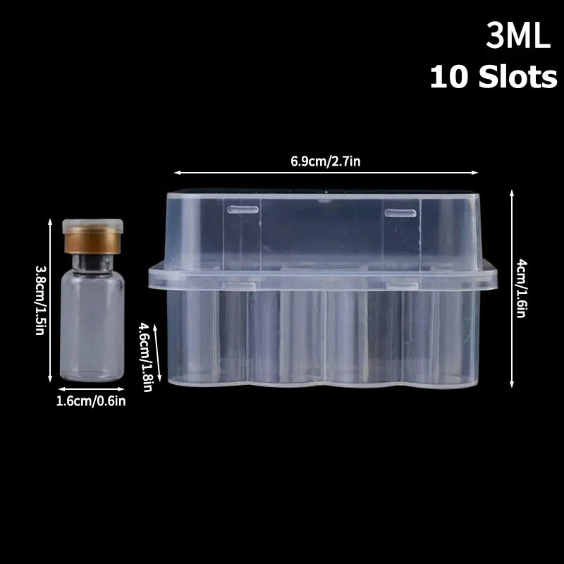 3/5/7/10ML Vial Storage Box 2/10/24 Grids Peptide Freezer Tube Container Refrigerator Organizer Plastic 3ml Vial Box Stackable