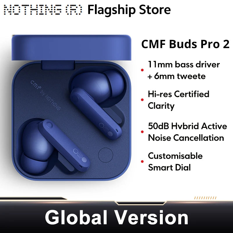 Nothing CMF Buds Pro 2 Nothing Earphone Bluetooth 5.3 with 50 dB Hybrid Active Noise Cancellation 6 HD MICS IP55 Global Version