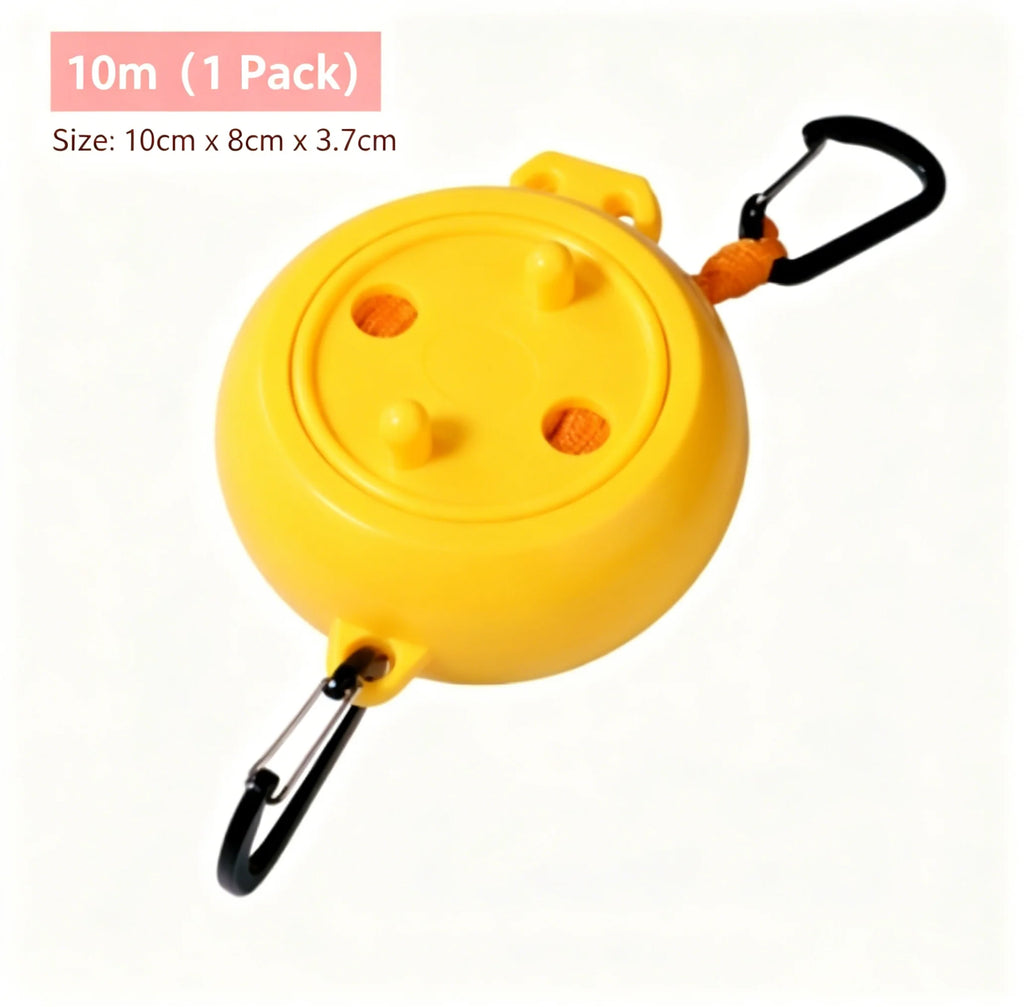 10M Portable Retractable Clothesline, Windproof Anti-Slip Laundry Line for Camping, Travel, Dorm