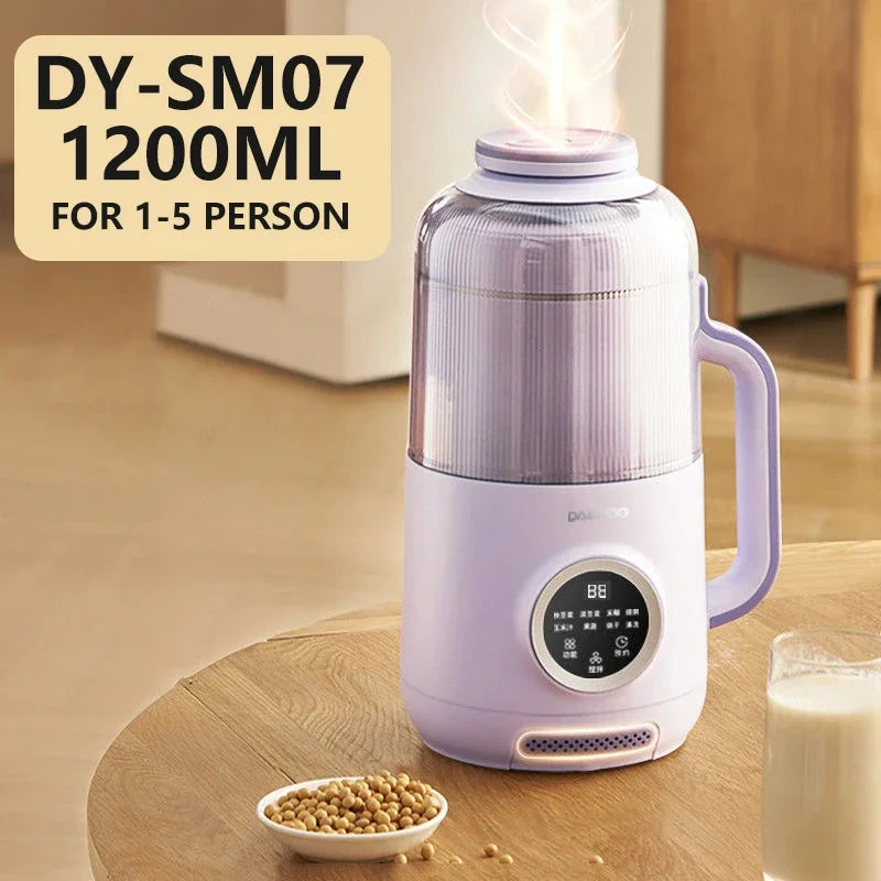 DAEWOO 800ML/1200ML Portable Food Blender High Speed Stirring Wall-Breaking Soymilk Maker Low Noise Design Soybean Milk Machine