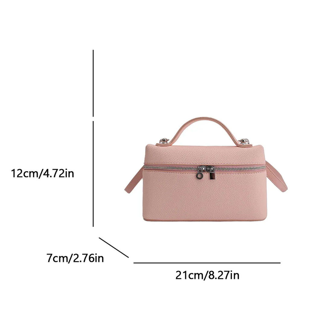 Fashionable and Sweet Dopamine Colored Diagonal Cross Bag Litchi Pattern Hand-held Box Bag Daily Commuting Versatile Square Bag