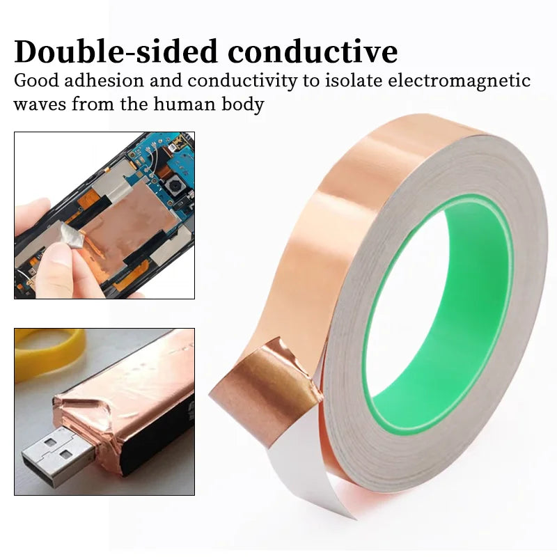 DIY Copper Foil Tape With Double-Sided Conductive Adhesive EMIAnti-static Repair Adhesive Tape Circuit Electrical Repair Tapes