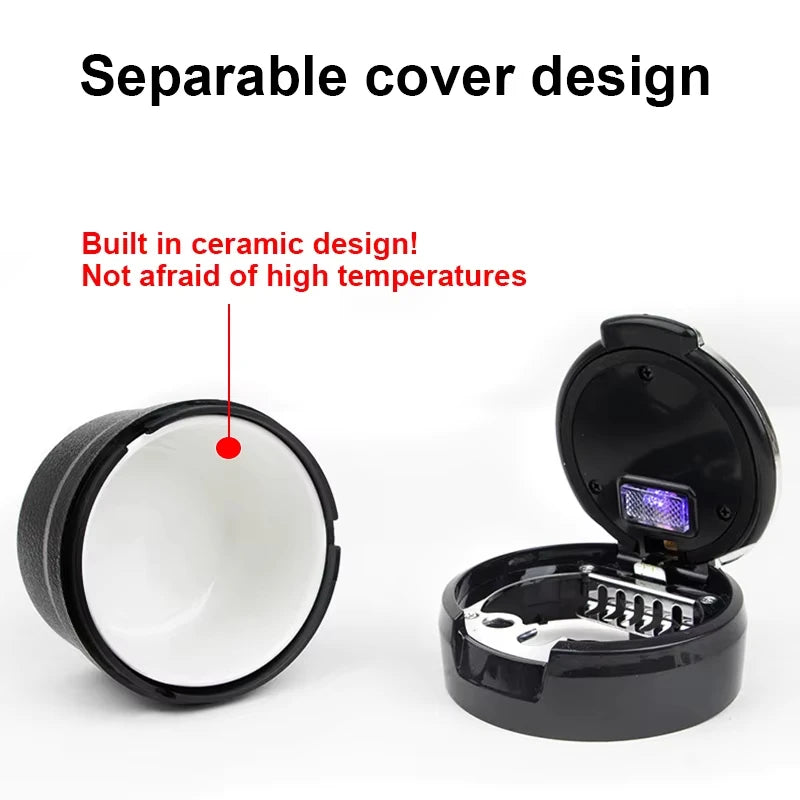 Portable Car LED Ashtray Auto Interior Accessories Ceramic inner lining is resistant to high temperatures