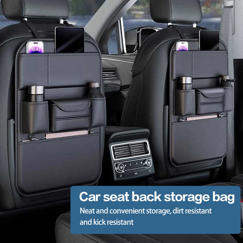 Car Seat Back Multi-function Storage Bag Large Capacity Pocket Backseat Organizer Foldable Dining Table Tablet Tray Hanging Bag