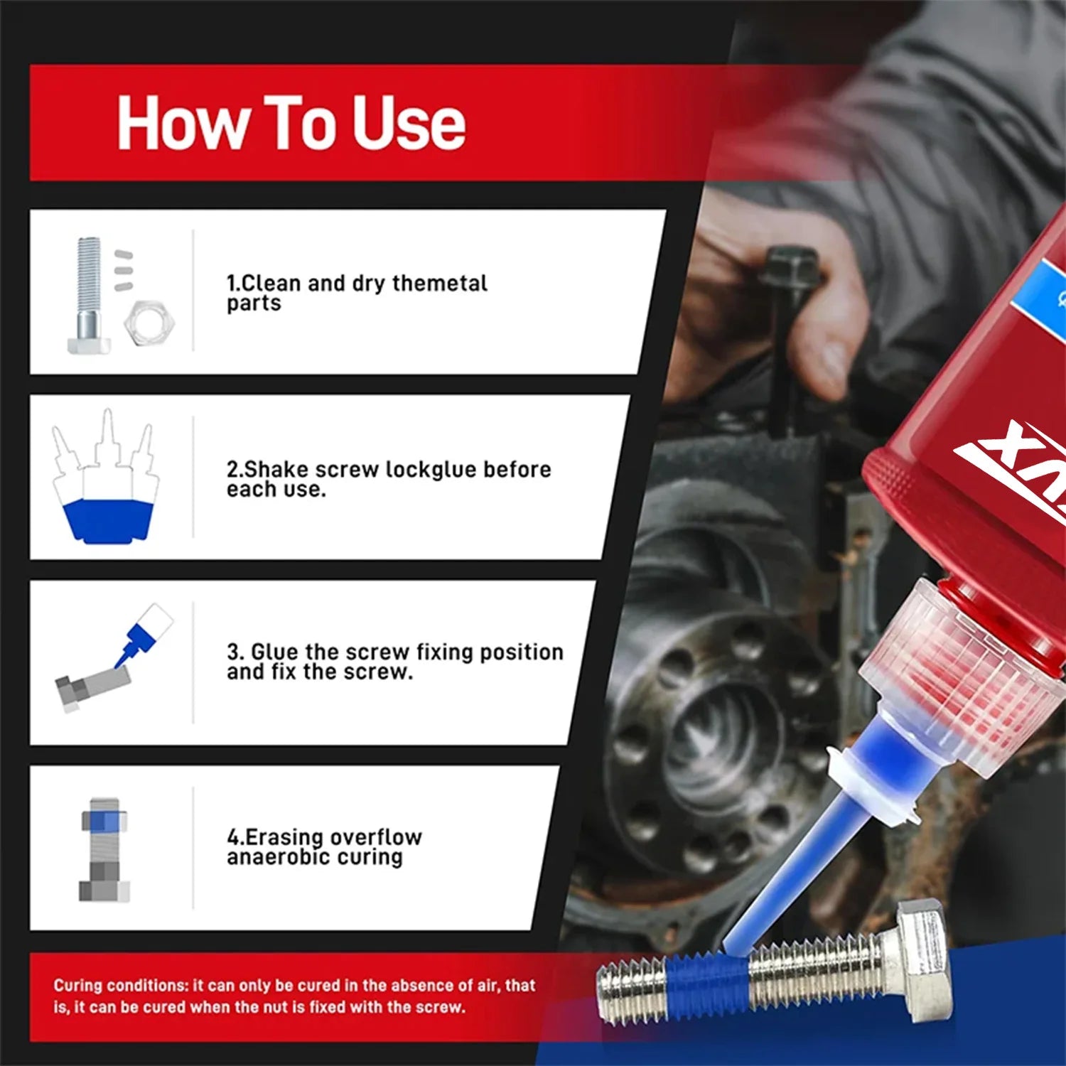 243 Threadlocker｜Anaerobic Adhesive+Screw Glue+Retaining Compound｜Oil Resistant & Removable｜10ml/50ml