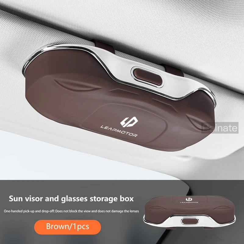 Car Glasses Box Sun Visor Glasses Holder For Leapmotor C10 C11 C16 B01 B10 C01 2024-2026 Shock-proof Eyeglasses Storage Case