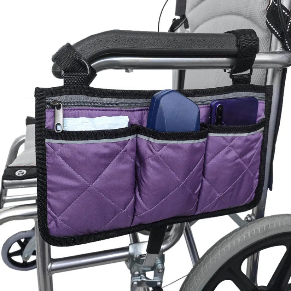 Multi-pocket Wheelchair Hanging Bag Large Capacity Multifunctional Arm Rest Pouch Waterproof Stroller Hanging Bag Stroller