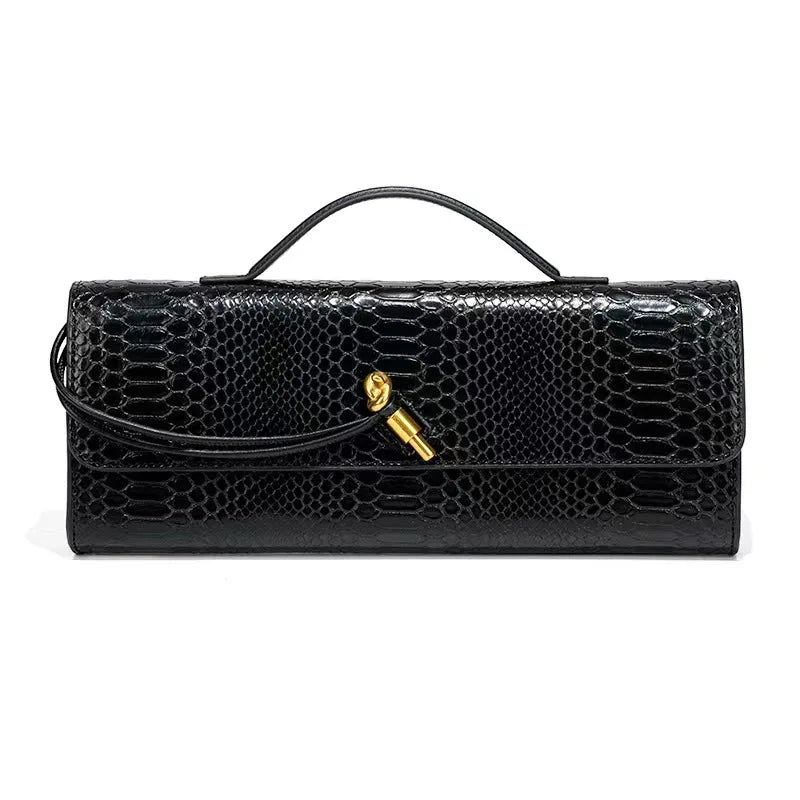 PU Leather Fashion Luxury Top-Handle Bag For Women Evening Handbag Long Purse Crocodile Pattern Crossbody Shoulder Bags
