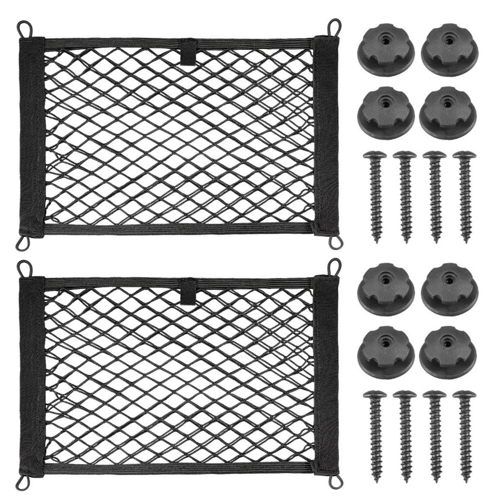 Stretchable Small Cargo Net Pocket Storage Mesh Net Elastic Automotive Cargo Nets Storage Pouch with Mounting Screws and Hooks f