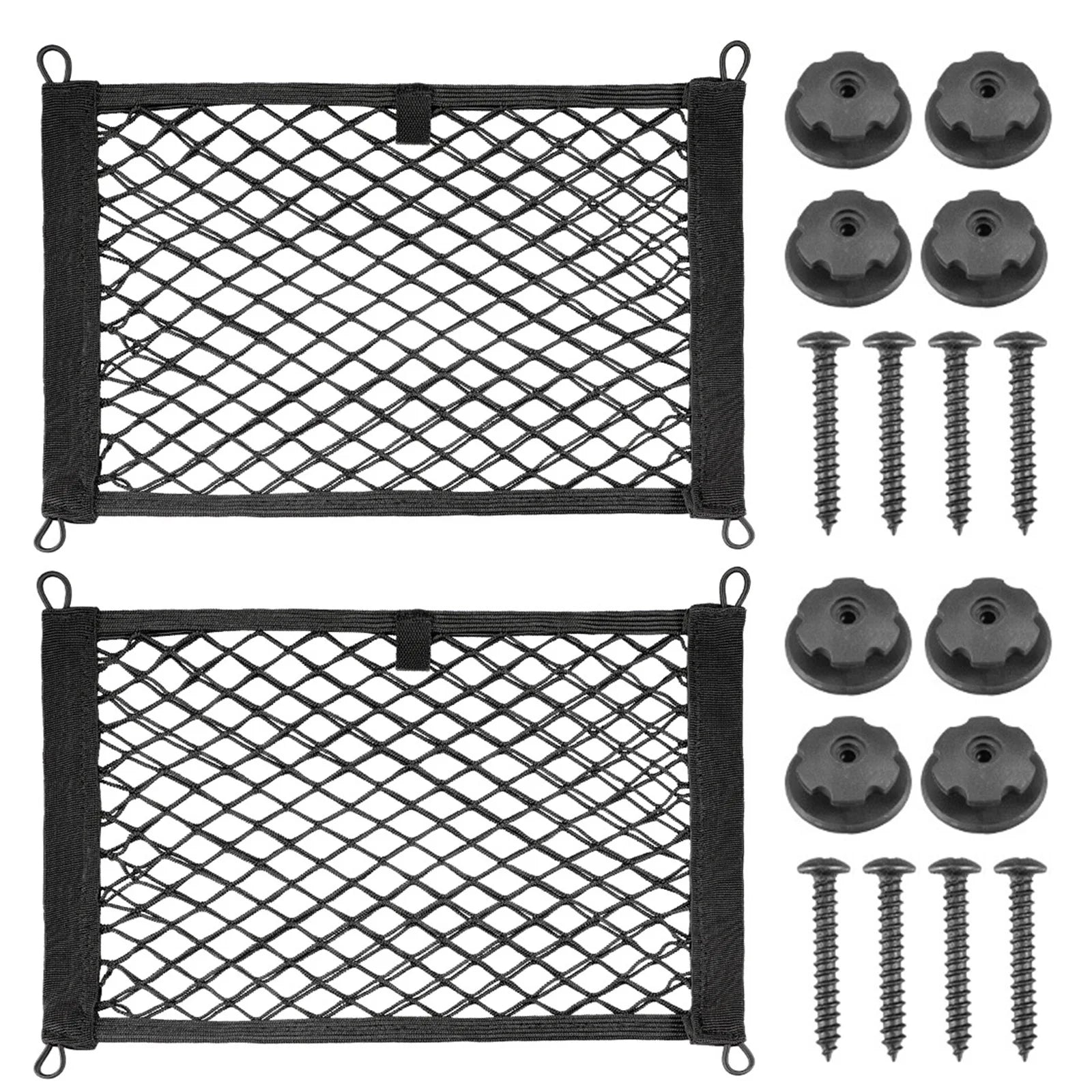 Stretchable Small Cargo Net Pocket Storage Mesh Net Elastic Automotive Cargo Nets Storage Pouch with Mounting Screws and Hooks f