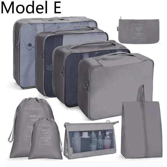9Pcs/set High Quality Luggage Storage Bags For Packing Cube Clothes Underwear Cosmetic Bag Travel Suitcase Organizer Bag Pouch