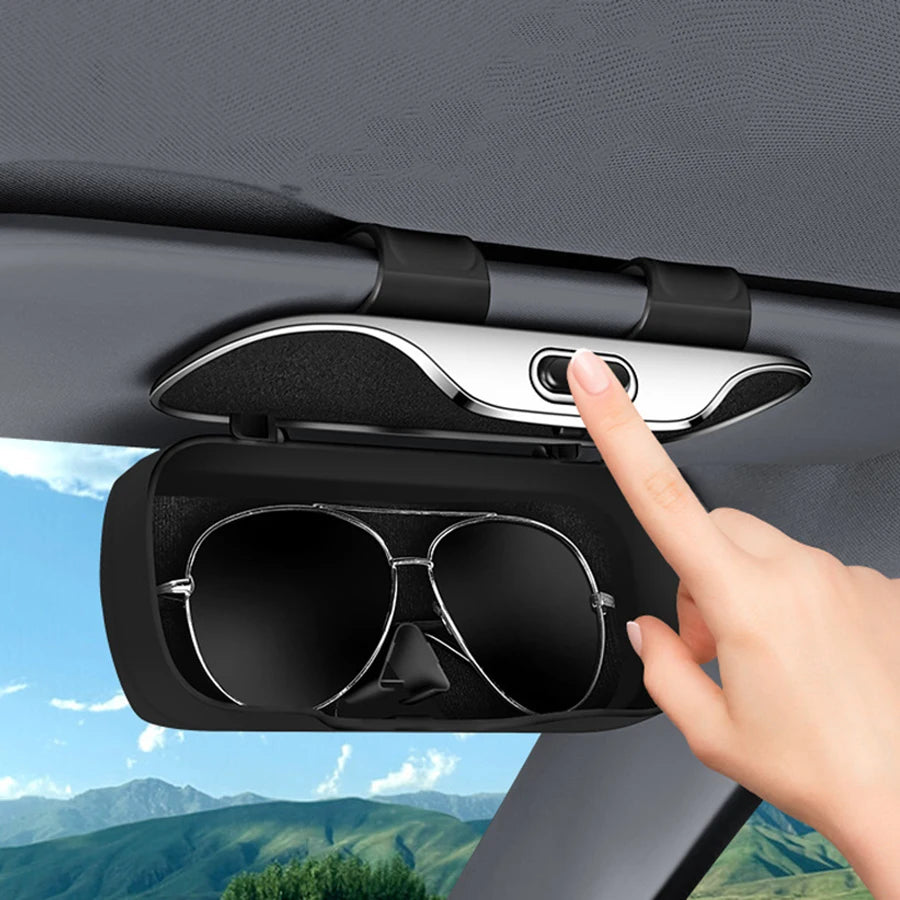 Press Switch Car Glasses Box Sun Visor Glasses Holder Internal Soft Fabric Scratch Resistant Shock-proof Eyeglasses Storage Case