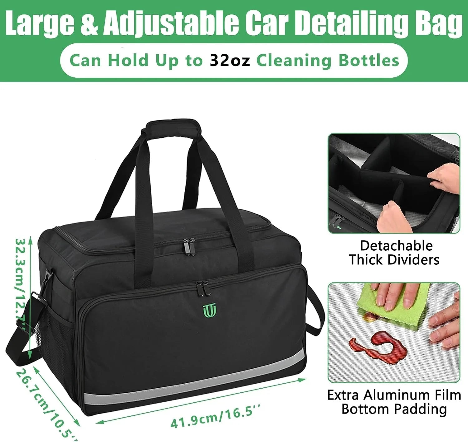 Large Car Detailing Bag, Cleaning Caddy for Auto Detailing Supplies, Car Cleaning Storage Trunk Organizer for Polisher and Vehic