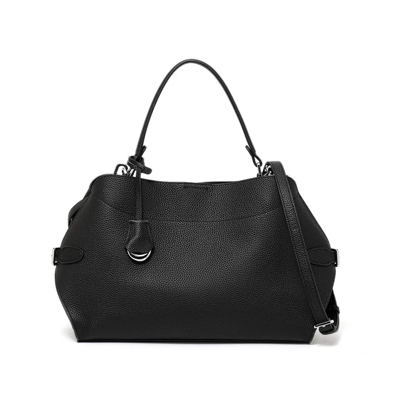 Genuine Leather Cowhide Women's Tote Bag with Design Sense - Crossbody, Single-Shoulder, Storage Bag & Wallet