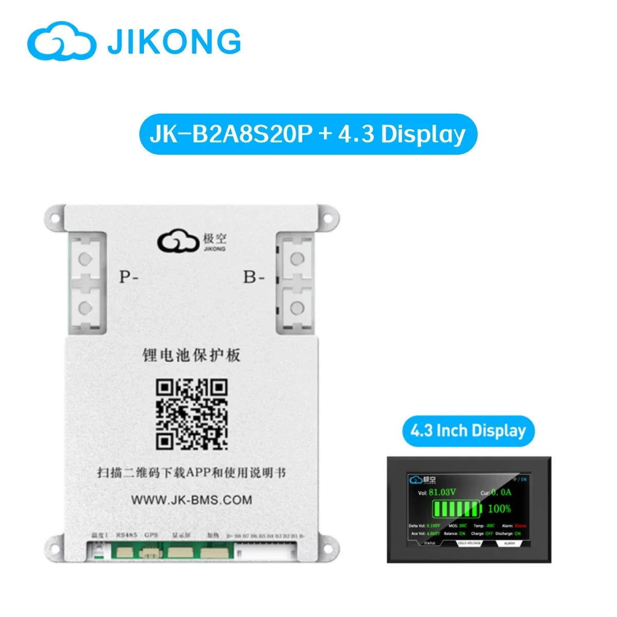 JIKONG JK-B2A8S20P BMS Lifepo4 Li-Ion Lto Battery 200A Active Balanced Smart BMS 4S-8S 12V/24V Active Balance Current 2A