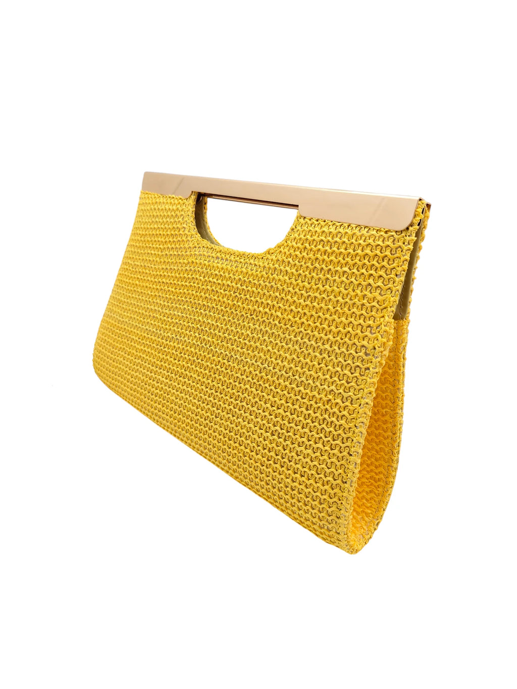 2026 New Lemon Yellow Woven Women Clutch, Minimalist Lazy Summer Vibe, Lightweight & Large Capacity, Flat Envelope Bag Design. H