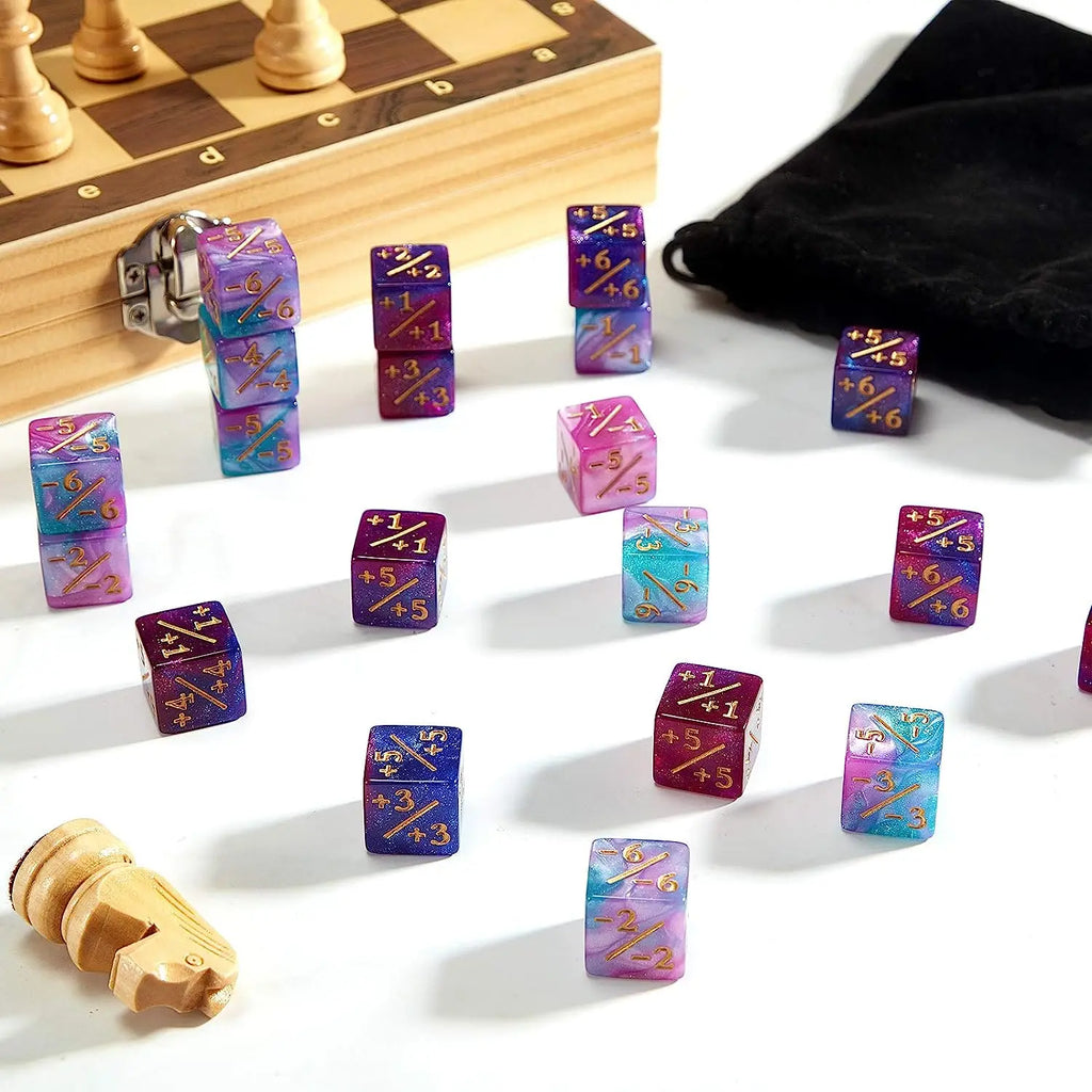 10Pcs D6 Dice 6 Side Counters +1/-1 Square Digital 16mm Cube for Funny Table Board Gaming Math Teaching Arithmetic Study