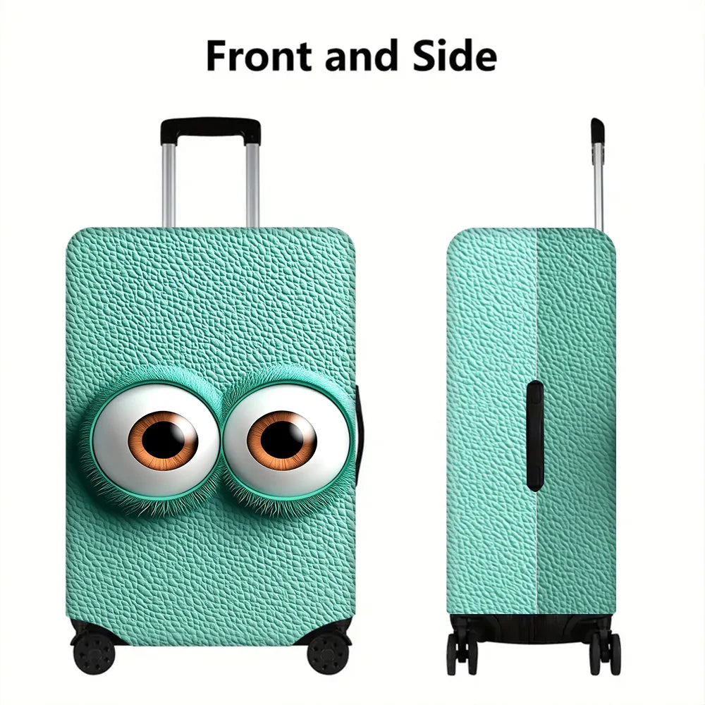 1PC Cartoon Large Eye Print Luggage Cover for luggage sizes 18-32 inches; dust and elastic travel accessories to effectively