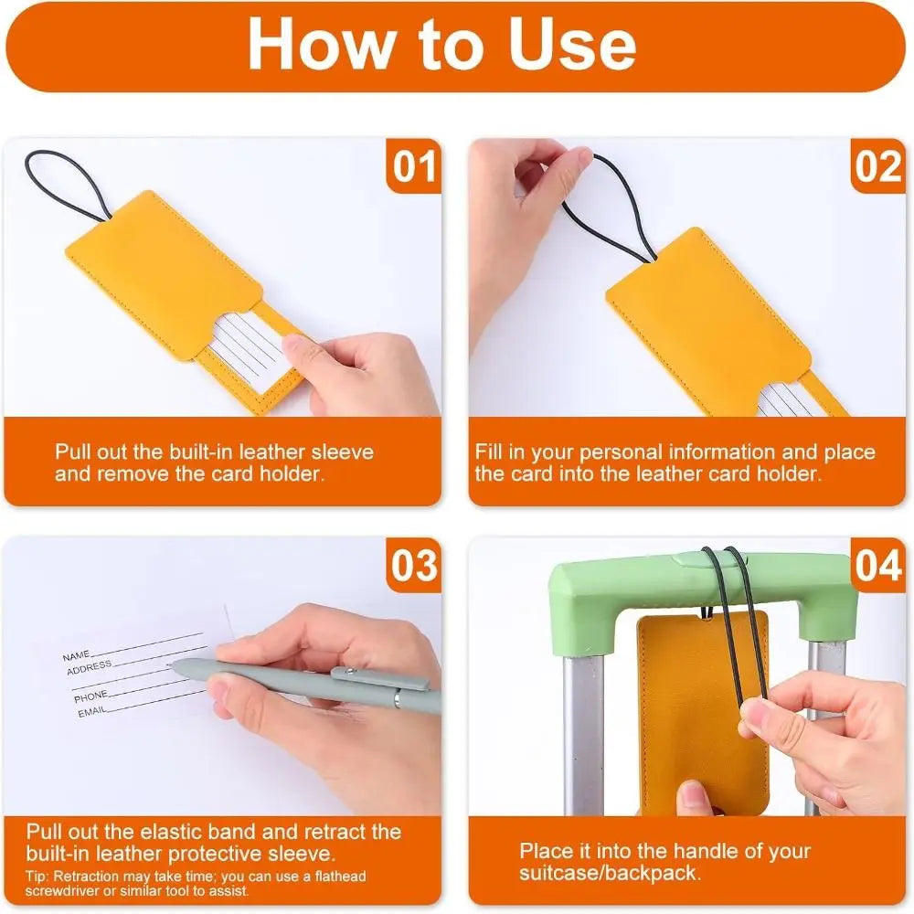PU Leather Pull out Luggage Tag Soft Red Color Luggage Label Straps Backpack Accessories Name ID Address Tags Travel Accessories
