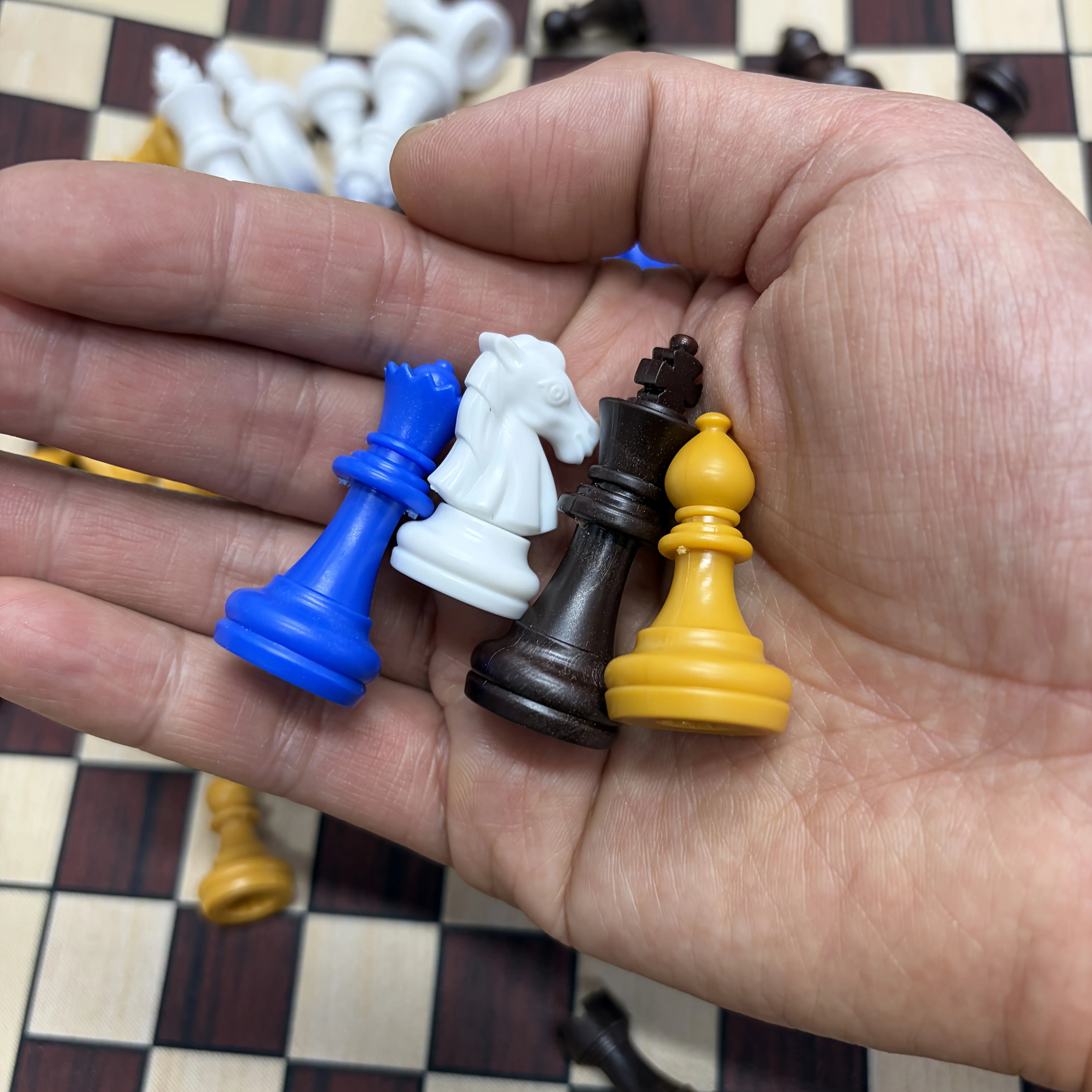 4 Players Chess Classic Board Game Chess Game with 4 Color (16 Pieces per Color ) 64 Pieces Total Paired with a Game Mat