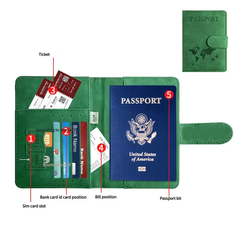 Travel Essentials: RFID-Blocking Passport Holder + Leather Luggage Tag Set