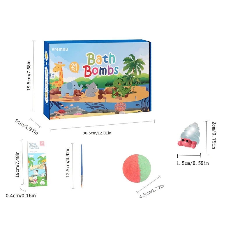 Bath Bombs for Kids with Toy Inside, 24 Pcs Natural and Organic Bubble Bath Bombs with Glow-in-The-Dark Surprise Inside