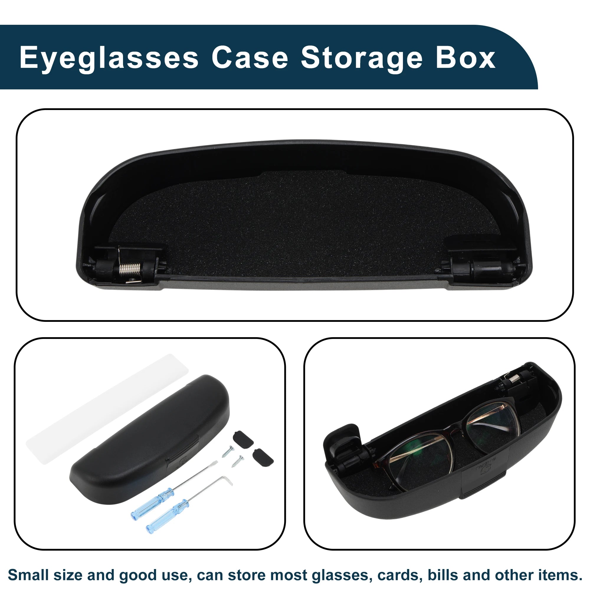 UXCELL Car Sunglasses Case for Peugeot 308 14-26 Eyeglasses Holder Storage Box Black 1 Set