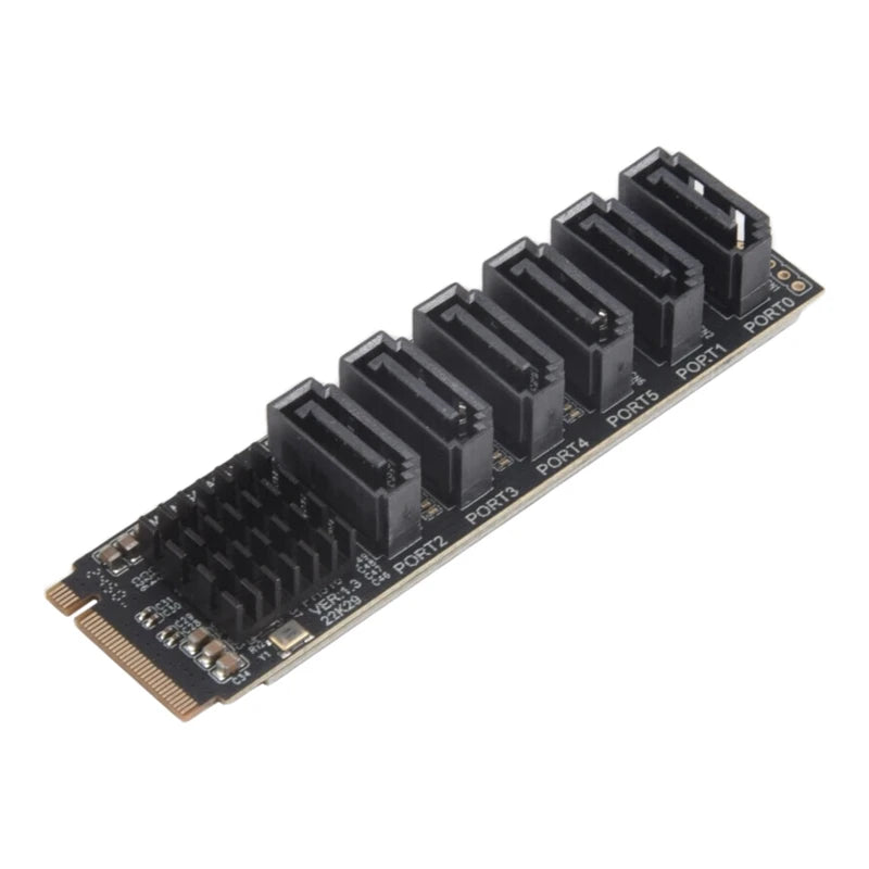 M.2 NVME PCI-E PCIE X4 X8 X16 to 6 Port 3.0 SATA Adapter Card Riser ASM1166 Chassis Server PC Computer Expansion Card-A07G