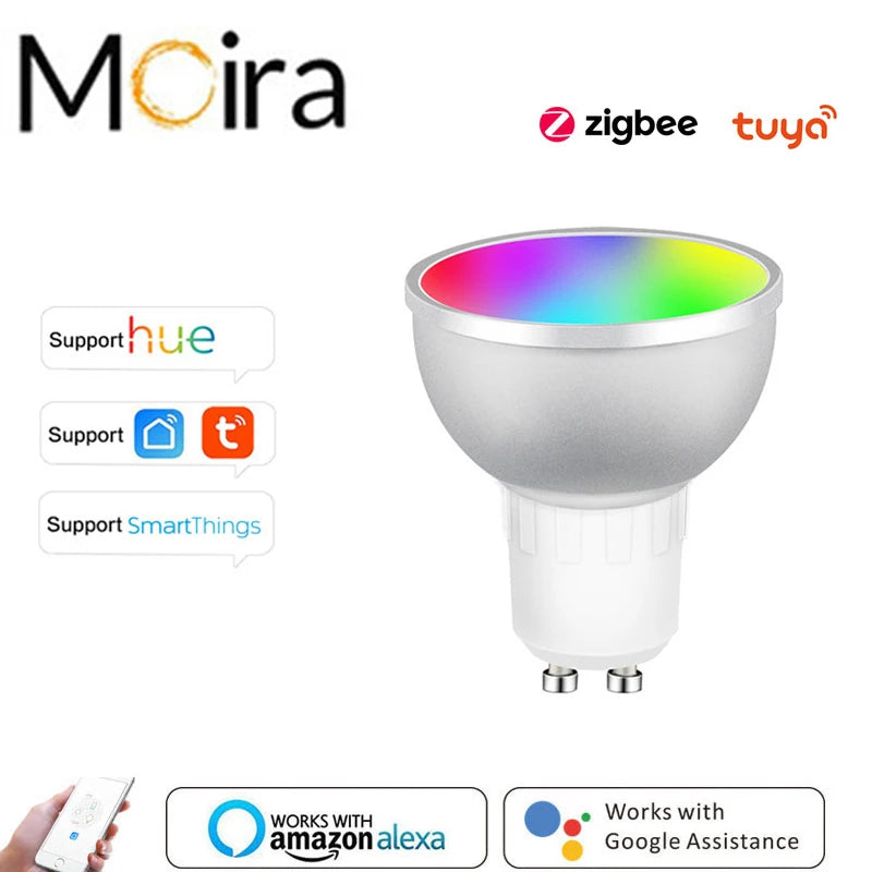 Zigbee Smart Home LED Bulb Spot Night Light Lamp 5W GU10 RGBCW Tuya Smartthings Works Alexa Google Home Hue-compatible