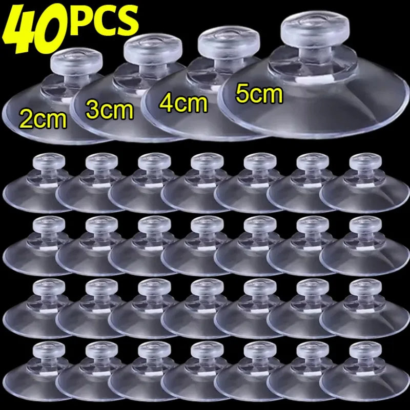 40/5Pcs Transparent Suction Cups Hook Strong Adhesive Sucker Holders Hanger Car Suction Pads Kitchen Bathroom Window Glass Decor
