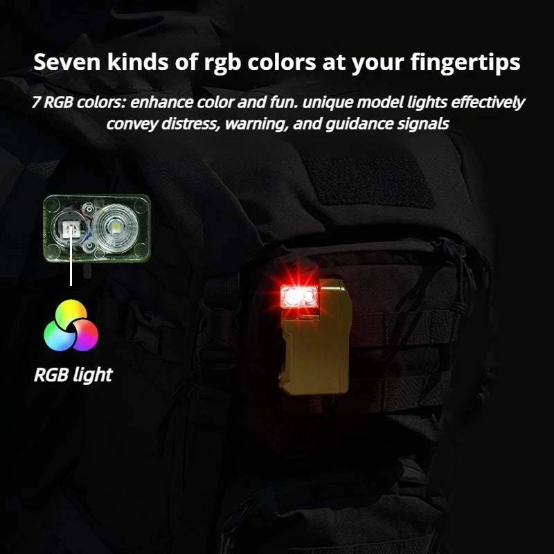 EDC Flashlight 400 Lumens Rechargeable Mini Dual Light RGB White Type C Portable Pocket Flashlight for Outdoor Camping Hiking