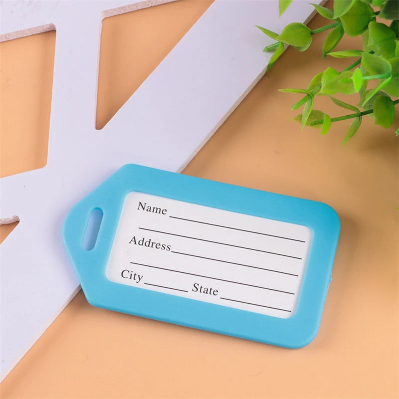 20pcs Luggage Tags Suitcase Label Bag Travel Accessories Luggage Bag Tag Name Address ID Label Plastic Suitcase Baggage Tags