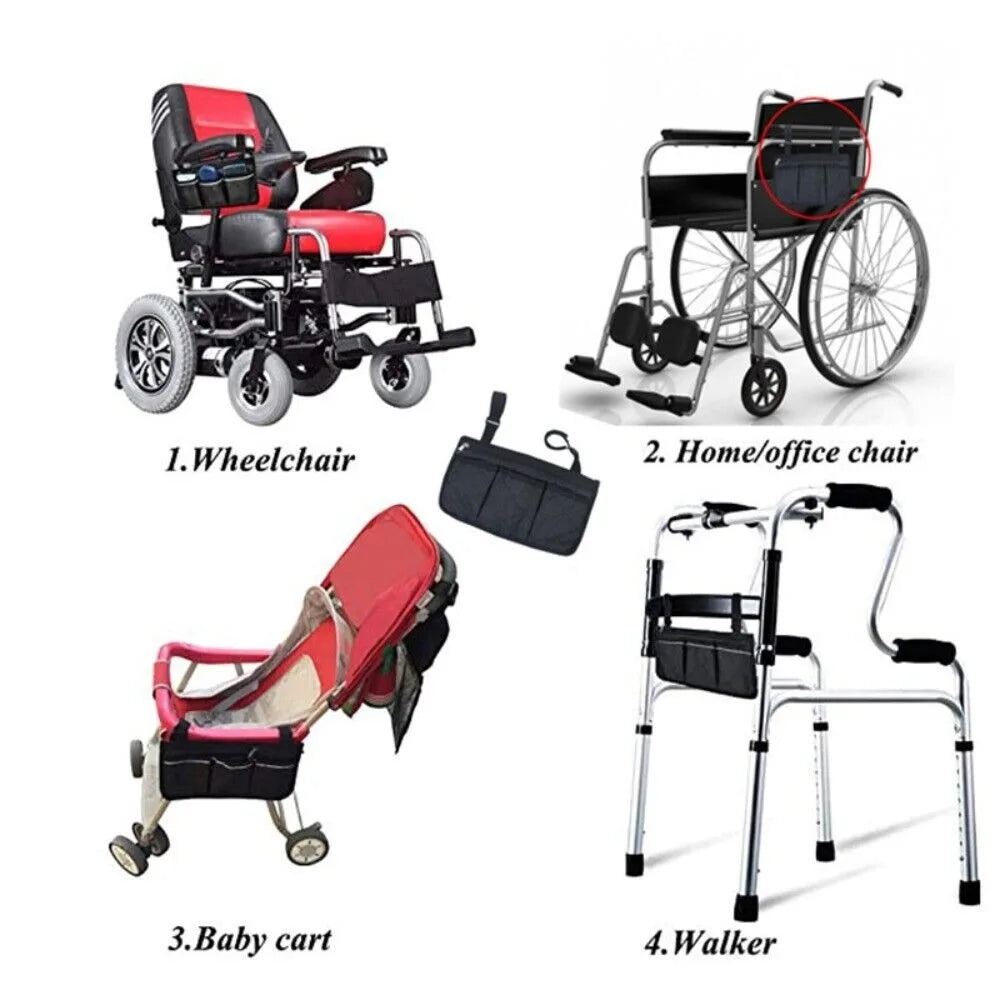 Multi-pocket Wheelchair Hanging Bag Multifunctional Large Capacity Seat Armrest Side Storage Bag Waterproof Arm Rest Pouch