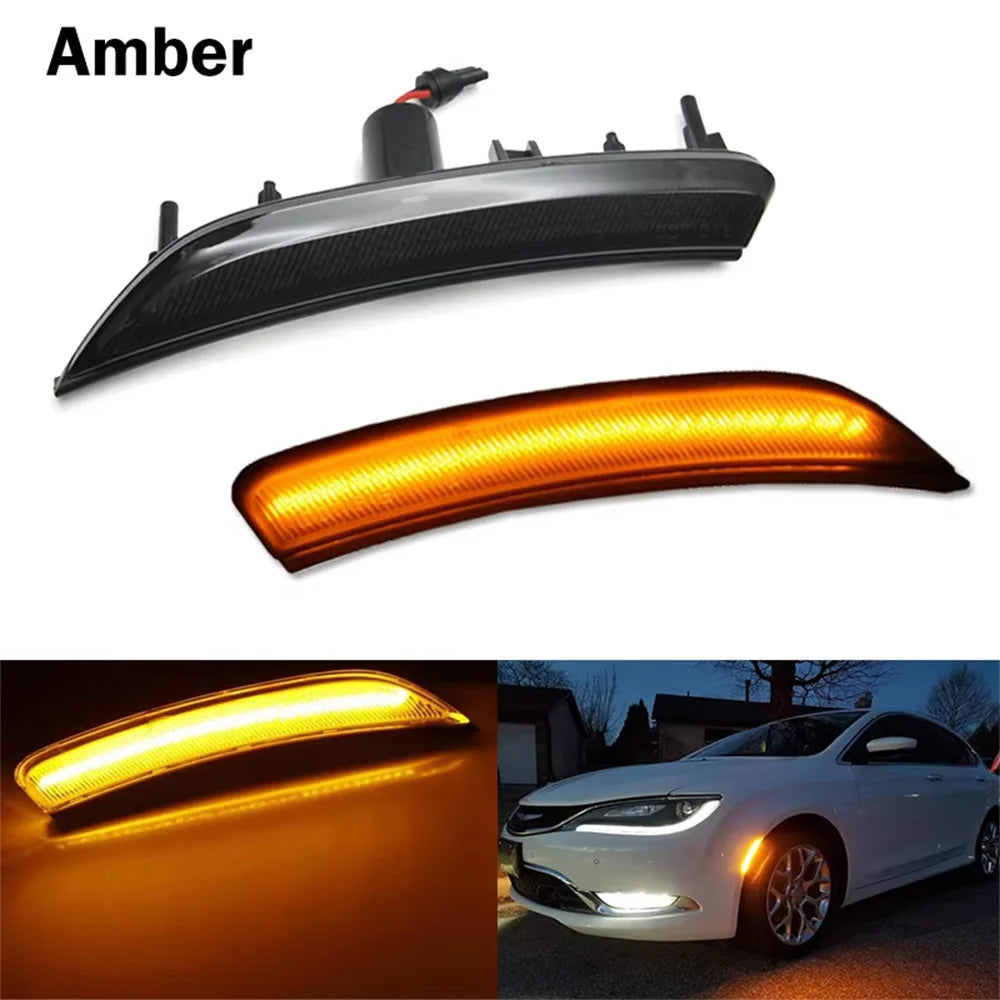 For Chrysler 200 2015 2016 2017 Car Front Bumper Side Marker Indicator LED Lights Turn Signal Lights Parking/Driving Lights 12V