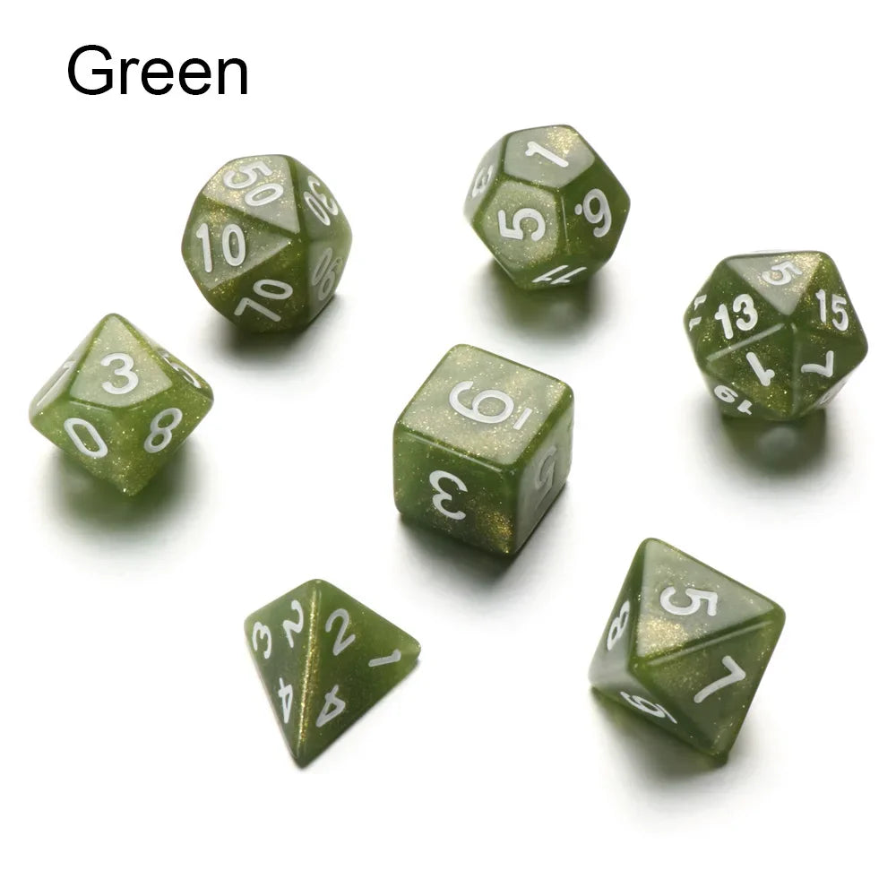 7Pcs/Set Polyhedral Black Dice Set Game Dice For TRPG DND Accessories Polyhedral Dice For Board Card Game Math Games