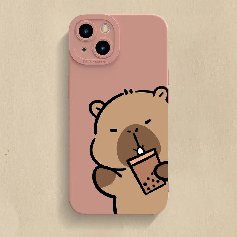 Cartoon Cute Capybara Phone Case For Samsung Galaxy S25 FE S24 S23 S22 Ultra Plus A16 A26 A36 A56 A55 A25 A35 A54 A34 A33 Cover